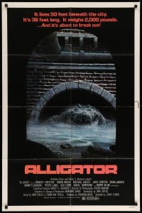 5f165 ALLIGATOR 1sh '80 cool different artwork of twisted alligator by J. Lamb!