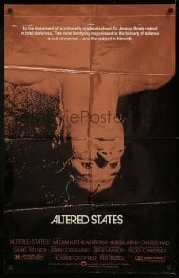 5f166 ALTERED STATES foil 25x40 1sh '80 William Hurt, Paddy Chayefsky, Ken Russell, sci-fi!