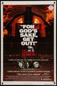 5f170 AMITYVILLE HORROR 1sh '79 great image of haunted house, for God's sake get out!