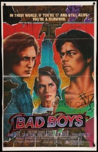 5f185 BAD BOYS 1sh '83 Javack artwork of tough teen Sean Penn, Ally Sheedy!