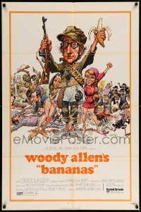 5f186 BANANAS 1sh '71 great artwork of Woody Allen by E.C. Comics artist Jack Davis!