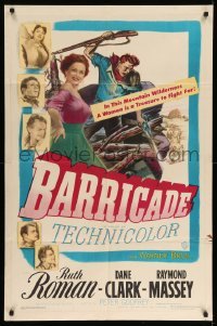 5f190 BARRICADE 1sh '50 Jack London, Ruth Roman is a treasure to fight for!