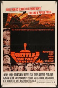 5f193 BATTLE OF THE BULGE 1sh '66 Henry Fonda, Robert Shaw, cool Thurston tank art!