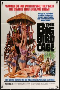 5f200 BIG BIRD CAGE 1sh '72 Pam Grier, Roger Corman, classic chained women art by Joe Smith!