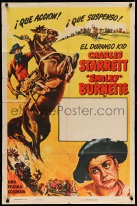 5f267 DURANGO KID Spanish/US 1sh '46 different art of Charles Starrett and Smiley Burnette!