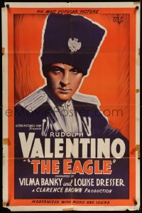 5f364 EAGLE 1sh R1939 great stone litho of Rudolph Valentino as Cossack & masked avenger!