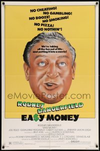 5f367 EASY MONEY 1sh '83 wacky headshot artwork of screwball Rodney Dangerfield!