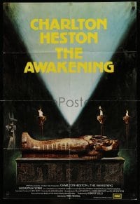 5f010 AWAKENING English 1sh '80 Charlton Heston, completely different image of sarcophagus!