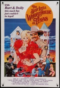 5f013 BEST LITTLE WHOREHOUSE IN TEXAS English 1sh '82 Burt Reynolds & Dolly Parton by Salk!
