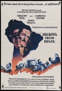 5f019 BOYS FROM BRAZIL English 1sh '78 Gregory Peck is a Nazi on the run from Laurence Olivier!