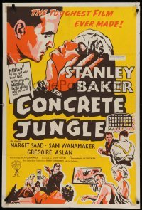 5f030 CRIMINAL Canadian 1sh '60 directed by Joseph Losey, art of tough crook Stanley Baker!