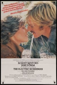 5f038 ELECTRIC HORSEMAN English 1sh '79 Sydney Pollack, c/u of Robert Redford & Jane Fonda!