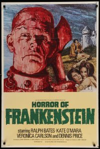 5f063 HORROR OF FRANKENSTEIN English 1sh '71 Hammer horror, close up art of monster with axe!