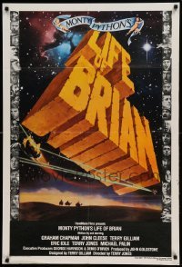 5f079 LIFE OF BRIAN English 1sh '79 Monty Python, Chapman, best art and cast images, rare!