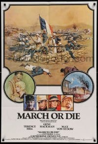 5f086 MARCH OR DIE English 1sh '76 Gene Hackman, Terence Hill, Bysouth French Foreign Legion art!
