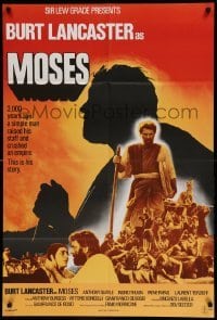 5f094 MOSES English 1sh '76 religious Burt Lancaster, a simple man crushed an empire!