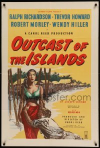 5f104 OUTCAST OF THE ISLANDS English 1sh '52 art of sexy exotic Kerima, Carol Reed, Joseph Conrad!