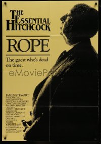 5f112 ROPE English 1sh R83 Stewart, Dall, Granger, profile image of director Alfred Hitchcock!