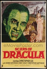 5f114 SCARS OF DRACULA English 1sh '70 c/u art of bloody vampire Christopher Lee, Hammer horror!