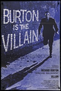 5f139 VILLAIN English 1sh '71 Richard Burton has the face of a Villain, cool art!