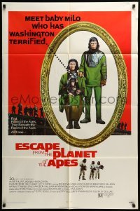 5f377 ESCAPE FROM THE PLANET OF THE APES 1sh '71 meet Baby Milo who has Washington terrified!