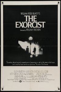 5f382 EXORCIST 1sh '74 William Friedkin horror, William Peter Blatty, classic image of Von Sydow!