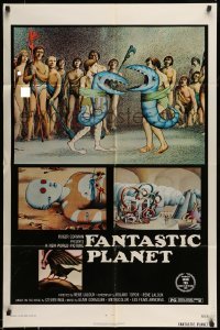 5f385 FANTASTIC PLANET 1sh '73 La Planete Sauvage, wild sci-fi cartoon art, Cannes winner!
