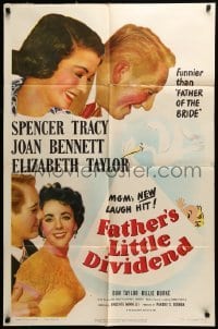 5f386 FATHER'S LITTLE DIVIDEND 1sh '51 art of Elizabeth Taylor, Spencer Tracy & Joan Bennett!