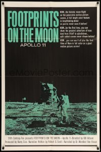 5f399 FOOTPRINTS ON THE MOON 1sh '69 the real story of Apollo 11, cool image of moon landing!