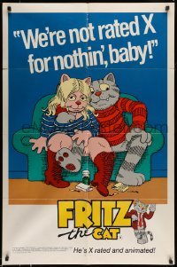 5f404 FRITZ THE CAT 1sh '72 Ralph Bakshi sex cartoon, he's x-rated and animated, from R. Crumb!