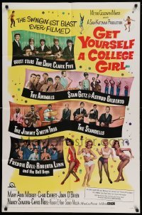 5f413 GET YOURSELF A COLLEGE GIRL 1sh '64 hip-est happiest rock & roll show, Dave Clark 5 & more!