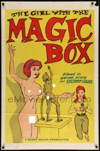 5f415 GIRL WITH THE MAGIC BOX 1sh '65 Barry Mahon, art of girl photographing nude model & statue!