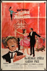 5f432 HAPPIEST MILLIONAIRE style A 1sh '68 Disney, art of Tommy Steele laughing & dancing!