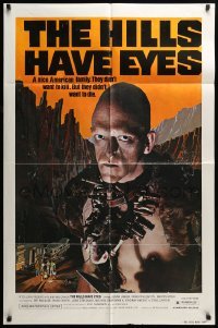 5f461 HILLS HAVE EYES 1sh '78 Wes Craven, classic creepy image of sub-human Michael Berryman!