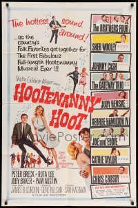 5f466 HOOTENANNY HOOT 1sh '63 Johnny Cash and a ton of top country music stars!