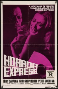 5f467 HORROR EXPRESS 1sh '73 Christopher Lee, Peter Cushing, this train is a nightmare of terror!