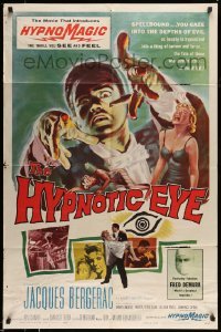 5f474 HYPNOTIC EYE 1sh '60 Jacques Bergerac, cool hypnosis art, stare if you dare!