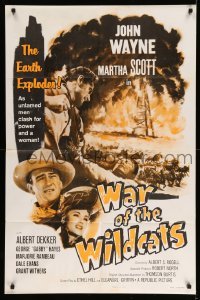 5f483 IN OLD OKLAHOMA 1sh R59 John Wayne, Martha Scott, cool artwork, War of the Wildcats!