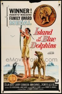 5f490 ISLAND OF THE BLUE DOLPHINS 1sh '64 Native American Indian Celia Kaye with dog & seal!