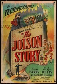 5f498 JOLSON STORY style B 1sh '46 Larry Parks & Evelyn Keyes in bio of the greatest entertainer!