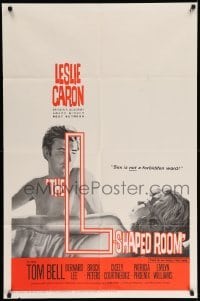 5f550 L-SHAPED ROOM 1sh '63 sexy Leslie Caron, directed by Bryan Forbes!