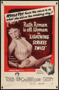 5f528 LIGHTNING STRIKES TWICE 1sh '51 sexy smoking bad girl Ruth Roman is all woman!