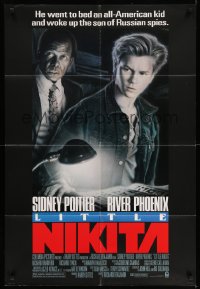 5f534 LITTLE NIKITA 1sh '88 art of Sidney Poitier & River Phoenix, Cold War thriller!