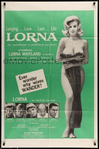 5f542 LORNA 1sh '64 super sexy Lorna Maitland in Russ Meyer sex classic over green background!