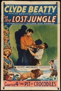 5f545 LOST JUNGLE chapter 4 1sh '34 World's Greatest Animal Trainer Clyde Beatty, serial!