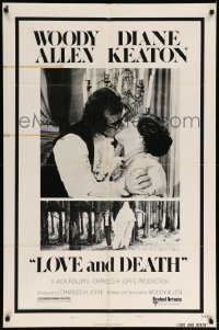 5f547 LOVE & DEATH style B 1sh '75 Woody Allen & Diane Keaton romantic kiss close up!