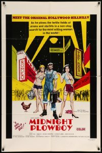 5f579 MIDNIGHT PLOWBOY 1sh '71 hillbilly sex in Hollywood, Midnight Cowboy parody!