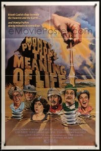5f598 MONTY PYTHON'S THE MEANING OF LIFE 1sh '83 Garland artwork of the screwy Monty Python cast!