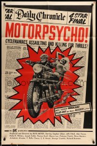 5f603 MOTORPSYCHO 1sh '65 Russ Meyer motorcycle classic, assaulting & killing for thrills!