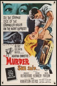 5f608 MURDER SHE SAID 1sh '61 detective Margaret Rutherford follows a strangler, Agatha Christie